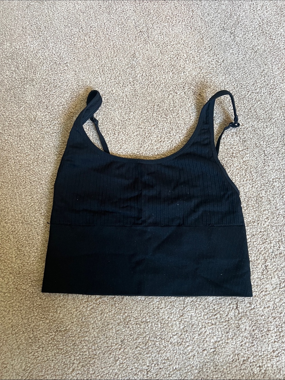 PINK Victoria's Secret Black Ribbed Seamless Sports Bra